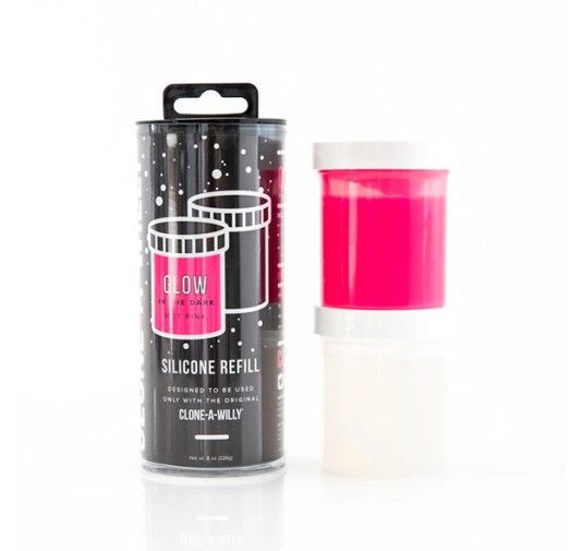 Zestaw uzupełniający do klonowania penisa - Clone A Willy Refill Glow in The Dark Hot Pink Silicone